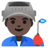 Man Factory Worker: Dark Skin Tone Emoji 👨🏿‍🏭 image - Google Noto Color style