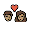 Kiss: Woman, Man, Medium Skin Tone Emoji 👩🏽‍❤️‍💋‍👨🏽 image - OpenMoji style