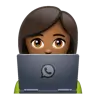 Woman Technologist: Medium-Dark Skin Tone Emoji 👩🏾‍💻 image - WhatsApp style