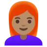 Woman: Medium Skin Tone, Red Hair Emoji 👩🏽‍🦰 image - Google Noto Color style