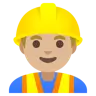 Man Construction Worker: Medium-Light Skin Tone Emoji 👷🏼‍♂️ image - Google Noto Color style