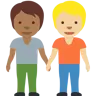 People Holding Hands: Medium-Dark Skin Tone, Medium-Light Skin Tone Emoji 🧑🏾‍🤝‍🧑🏼 image - Twitter / X (Twemoji) style