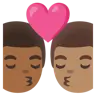 Kiss: Man, Man, Medium Skin Tone, Medium-Dark Skin Tone Emoji 👨🏽‍❤️‍💋‍👨🏾 image - Google Noto Color style