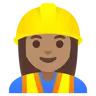 Woman Construction Worker: Medium Skin Tone Emoji 👷🏽‍♀️ image - Google Noto Color style