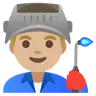 Man Factory Worker: Medium-Light Skin Tone Emoji 👨🏼‍🏭 image - Google Noto Color style
