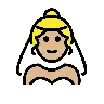 Woman With Veil: Medium-Light Skin Tone Emoji 👰🏼‍♀️ image - OpenMoji style