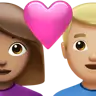 Couple With Heart: Woman, Man, Medium Skin Tone, Medium-Light Skin Tone Emoji 👩🏽‍❤️‍👨🏼 image - Apple style