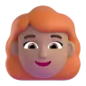 Woman: Medium Skin Tone, Red Hair Emoji 👩🏽‍🦰 image - Microsoft 3D Fluent style