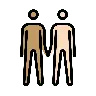 Men Holding Hands: Medium Skin Tone, Light Skin Tone Emoji 👨🏽‍🤝‍👨🏻 image - OpenMoji style