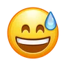 Emoji Volto sorridente con bocca aperta e sudore freddo 😅 image - Telegram style