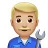 Man Mechanic: Medium-Light Skin Tone Emoji 👨🏼‍🔧 image - Apple style