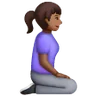 Woman Kneeling Facing Right: Medium-Dark Skin Tone Emoji 🧎🏾‍♀️‍➡️ image - Samsung style