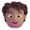 Person: Medium Skin Tone, Curly Hair Emoji 🧑🏽‍🦱 image - Microsoft 3D Fluent style