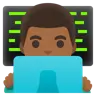 Man Technologist: Medium-Dark Skin Tone Emoji 👨🏾‍💻 image - Google Noto Color style