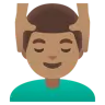 Man Getting Massage: Medium Skin Tone Emoji 💆🏽‍♂️ image - Google Noto Color style