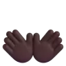 Open Hands: Dark Skin Tone Emoji 👐🏿 image - Microsoft 3D Fluent style