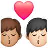 Kiss: Man, Man, Light Skin Tone, Medium Skin Tone Emoji 👨🏻‍❤️‍💋‍👨🏽 image - Samsung style