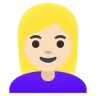 Woman: Light Skin Tone, Blond Hair Emoji 👱🏻‍♀️ image - Google Noto Color style