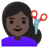 Woman Getting Haircut: Dark Skin Tone Emoji 💇🏿‍♀️ image - Google Noto Color style