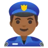 Man Police Officer: Medium-Dark Skin Tone Emoji 👮🏾‍♂️ image - Google Noto Color style