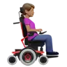 Woman In Motorized Wheelchair Facing Right: Medium Skin Tone Emoji 👩🏽‍🦼‍➡️ image - Apple style