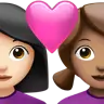 Couple With Heart: Woman, Woman, Light Skin Tone, Medium Skin Tone Emoji 👩🏻‍❤️‍👩🏽 image - Apple style