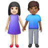 Woman And Man Holding Hands: Light Skin Tone, Medium-Dark Skin Tone Emoji 👩🏻‍🤝‍👨🏾 image - Samsung style
