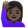 Woman Raising Hand: Dark Skin Tone Emoji 🙋🏿‍♀️ image - Google Noto Color style