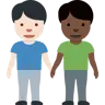 Men Holding Hands: Light Skin Tone, Dark Skin Tone Emoji 👨🏻‍🤝‍👨🏿 image - Twitter / X (Twemoji) style