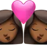 Kiss: Woman, Woman, Medium-Dark Skin Tone Emoji 👩🏾‍❤️‍💋‍👩🏾 image - Apple style