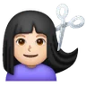Woman Getting Haircut: Light Skin Tone Emoji 💇🏻‍♀️ image - Samsung style