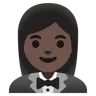 Woman In Tuxedo: Dark Skin Tone Emoji 🤵🏿‍♀️ image - Google Noto Color style