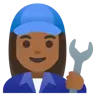 Woman Mechanic: Medium-Dark Skin Tone Emoji 👩🏾‍🔧 image - Google Noto Color style