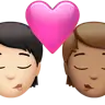 Kiss: Person, Person, Light Skin Tone, Medium Skin Tone Emoji 🧑🏻‍❤️‍💋‍🧑🏽 image - Apple style