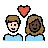 Couple With Heart: Person, Person, Light Skin Tone, Dark Skin Tone