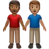 Men Holding Hands: Medium-Dark Skin Tone, Medium Skin Tone Emoji 👨🏾‍🤝‍👨🏽 image - Apple style