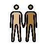 Men Holding Hands: Medium-Light Skin Tone, Medium-Dark Skin Tone Emoji 👨🏼‍🤝‍👨🏾 image - OpenMoji style