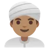 Man Wearing Turban: Medium Skin Tone Emoji 👳🏽‍♂️ image - Google Noto Color style