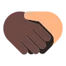 Handshake: Dark Skin Tone, Medium-Light Skin Tone Emoji 🫱🏿‍🫲🏼 image - Tossface style