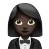 Woman In Tuxedo: Dark Skin Tone Emoji 🤵🏿‍♀️ image - Apple style