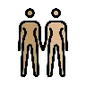 Women Holding Hands: Medium Skin Tone, Medium-Light Skin Tone Emoji 👩🏽‍🤝‍👩🏼 image - OpenMoji style