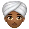 Woman Wearing Turban: Medium-Dark Skin Tone Emoji 👳🏾‍♀️ image - WhatsApp style