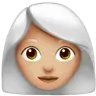Woman: Medium-Light Skin Tone, White Hair Emoji 👩🏼‍🦳 image - Apple style