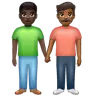 Men Holding Hands: Dark Skin Tone, Medium-Dark Skin Tone Emoji 👨🏿‍🤝‍👨🏾 image - WhatsApp style