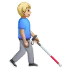 Man With White Cane Facing Right: Medium-Light Skin Tone Emoji 👨🏼‍🦯‍➡️ image - Samsung style