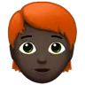 Person: Dark Skin Tone, Red Hair Emoji 🧑🏿‍🦰 image - Apple style