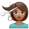 Person Getting Haircut: Medium Skin Tone Emoji 💇🏽 image - WhatsApp style