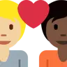 Couple With Heart: Person, Person, Medium-Light Skin Tone, Dark Skin Tone Emoji 🧑🏼‍❤️‍🧑🏿 image - Twitter / X (Twemoji) style
