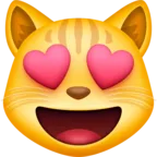 ใบหน้าของแมวยิ้มด้วยดวงตารูปหัวใจ Emoji 😻 image - Facebook Meta style