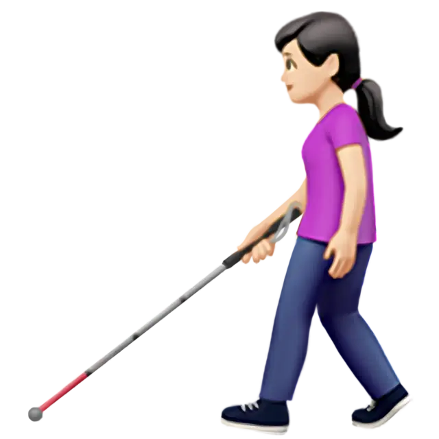Woman With White Cane: Light Skin Tone